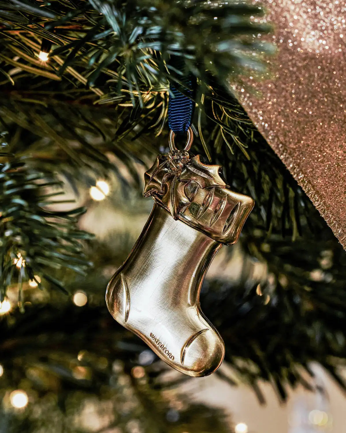 Christmas Stocking Golden Ornament