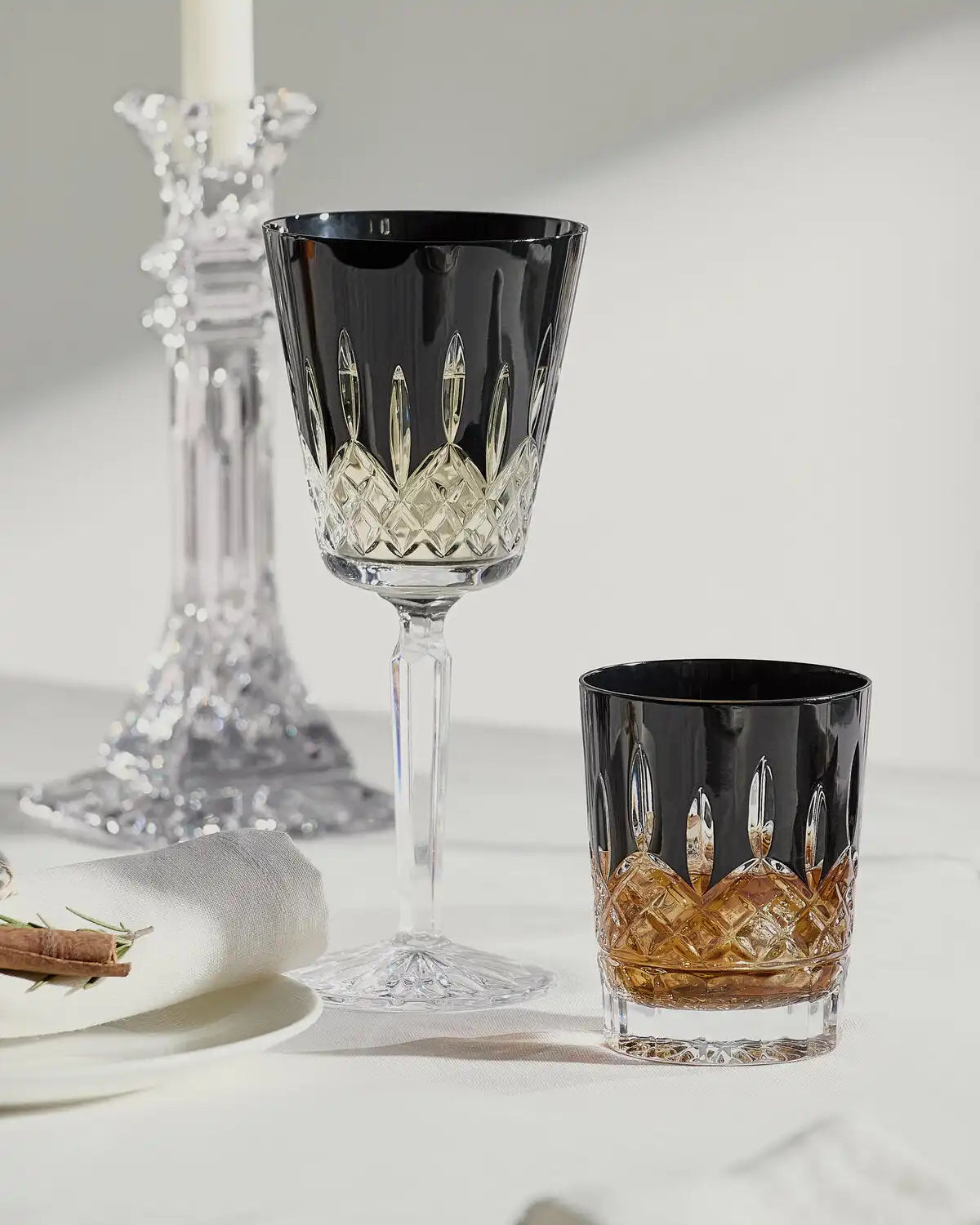 Lismore Black Double Old Fashioned, Set of 2