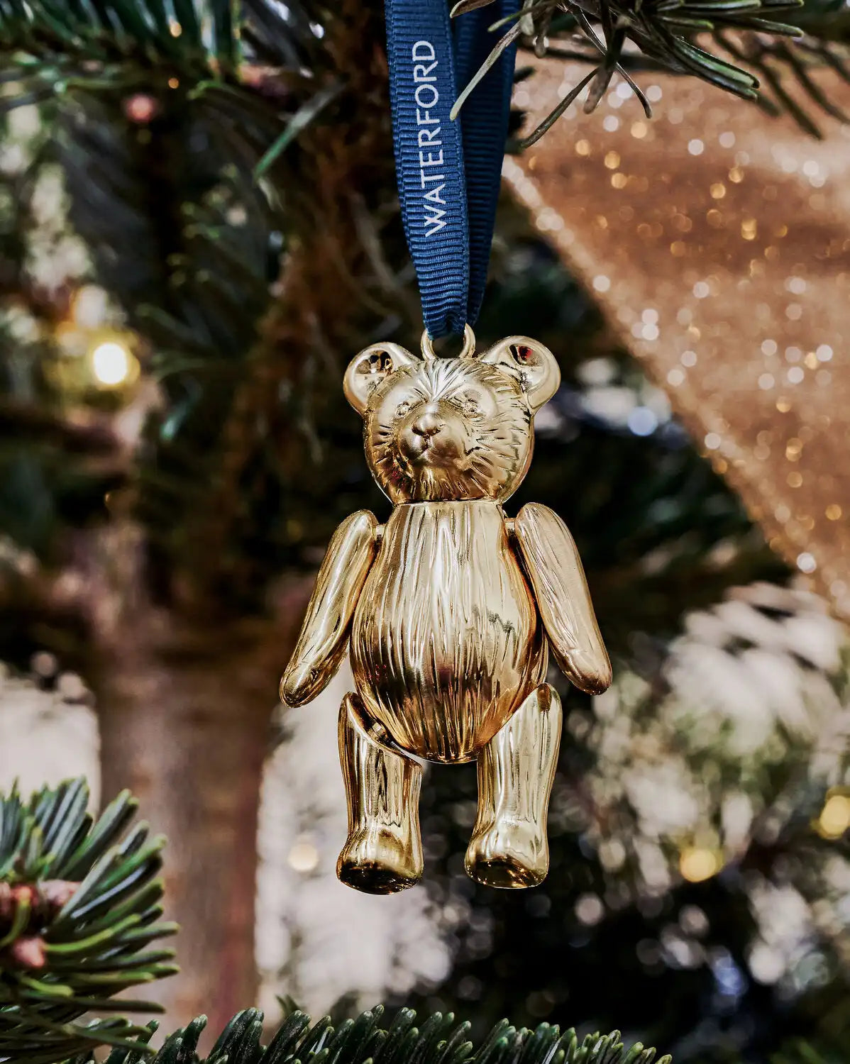 Christmas Teddy Golden Ornament