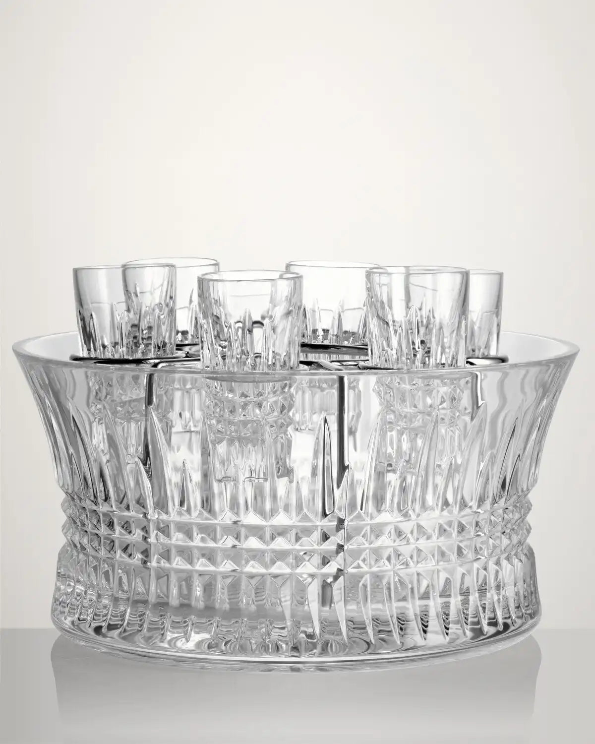 Lismore Diamond Vodka Set with Chill Bowl, Shot Glasses and Silver Insert