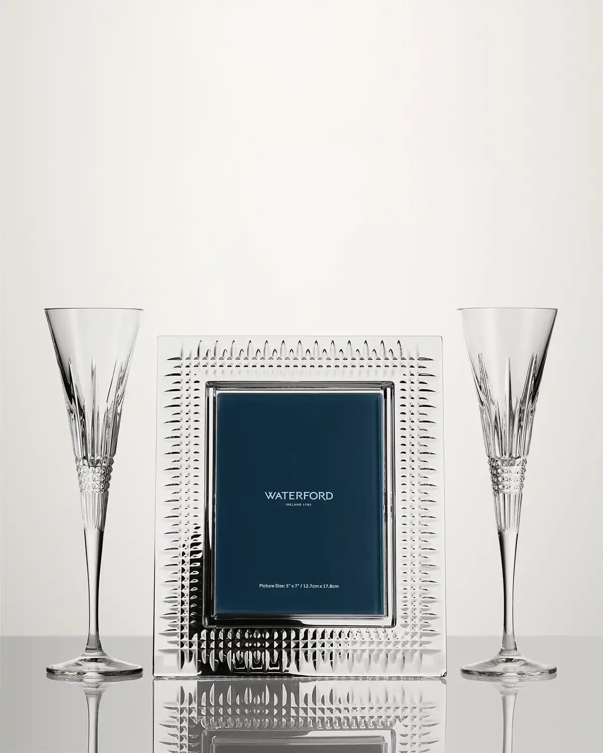 Lismore Diamond 5x7 Picture Frame & Toasting Flutes, Set of 2