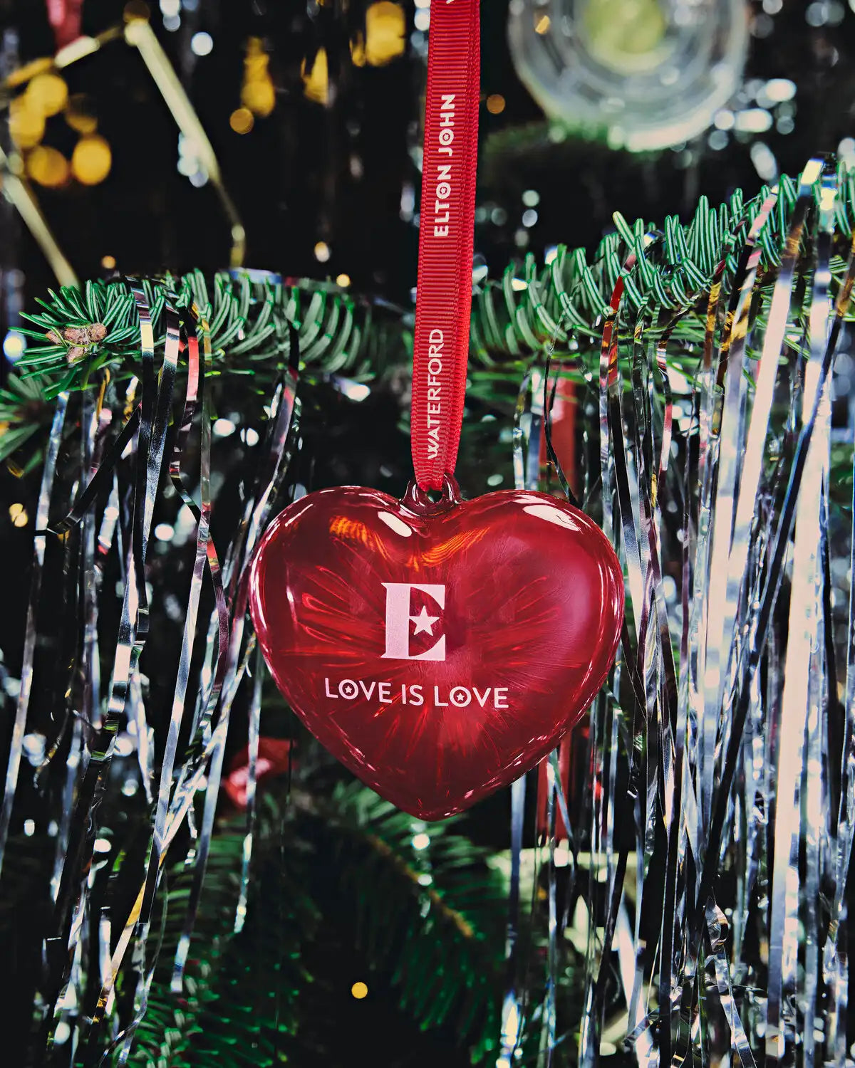 Christmas Elton John AIDS Foundation Red Heart Ornament