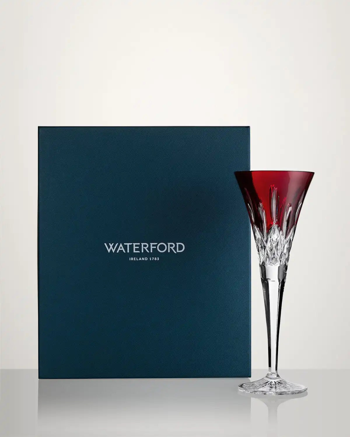 Lismore Red Toasting Flute, Set of 2