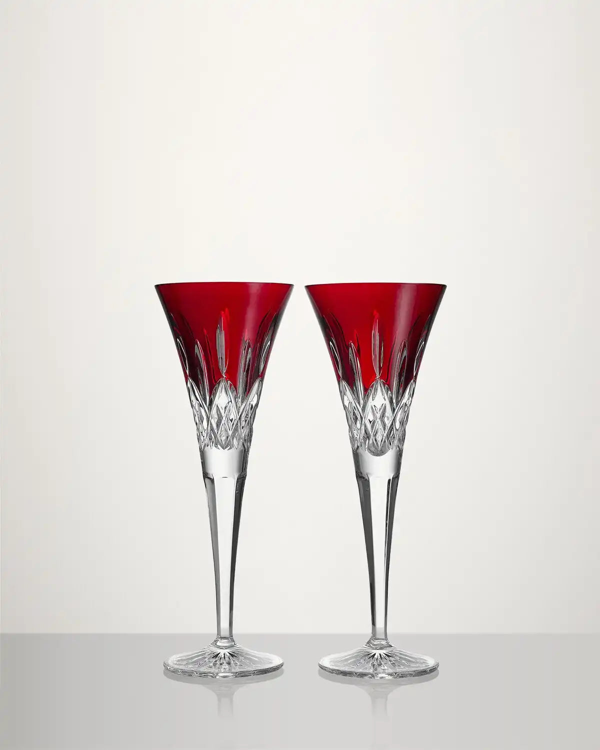 Lismore Red Toasting Flute, Set of 2