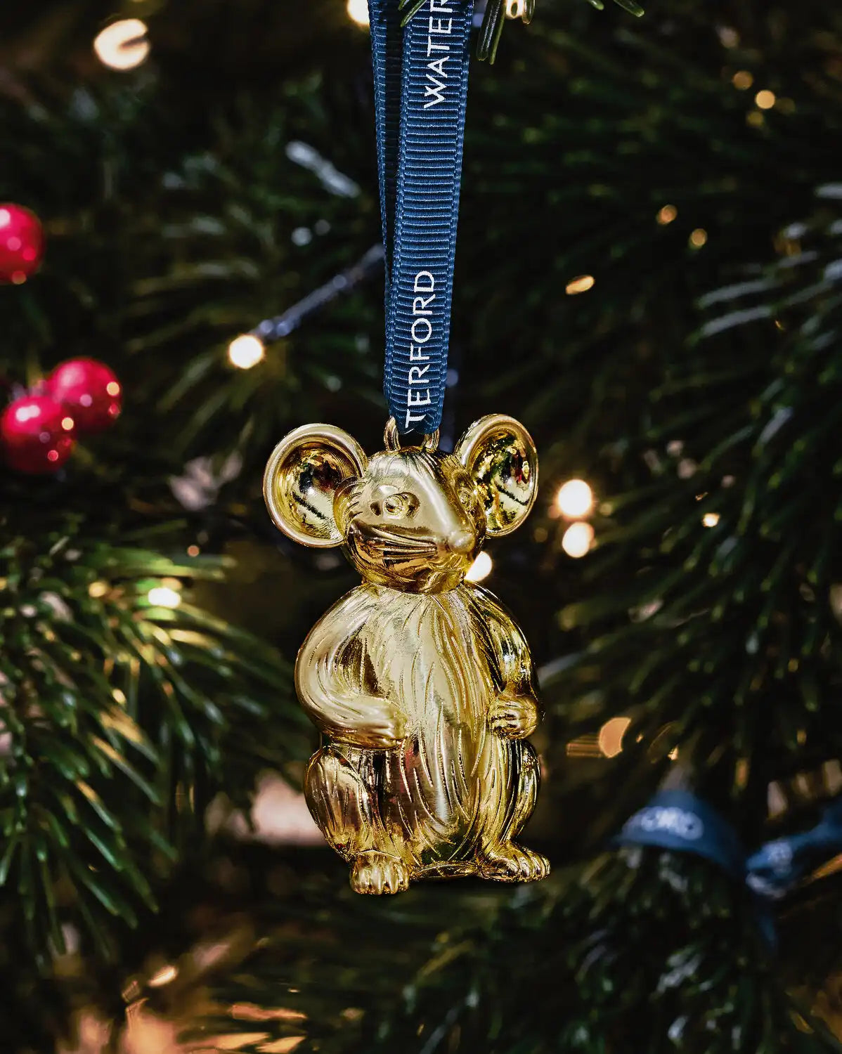 Christmas Mouse Golden Ornament